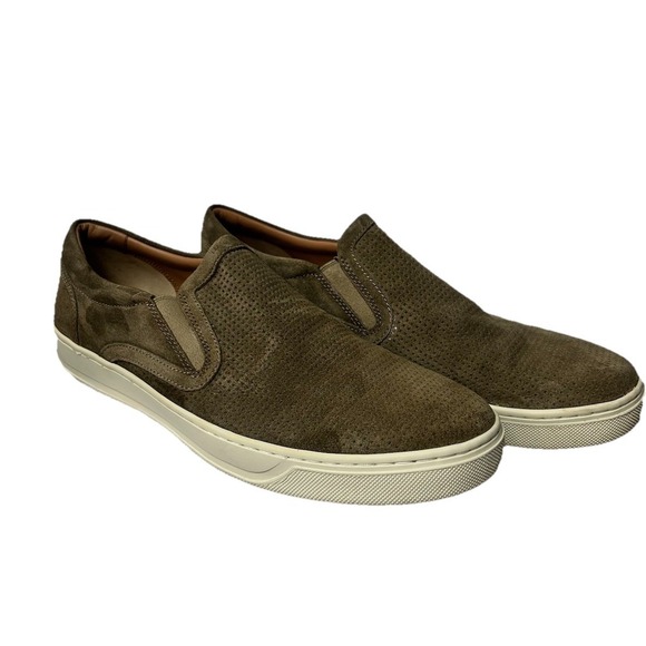 Vince Other - Vince Fletcher Men's 10.5 Suede Slip On Sneakers Perforated Olive Green Luxury